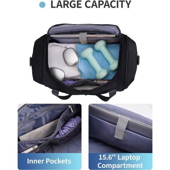 sportsnew Gym Bag for Men Women with Shoe Compartment,Overnight Bag Backpack - Picture 3 of 6